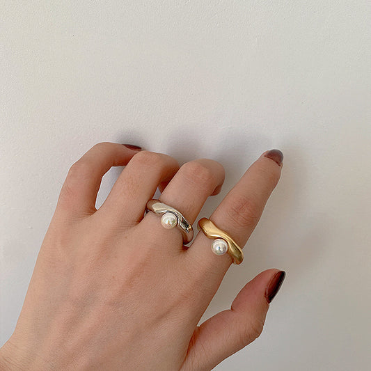 Gold and Silver Ring with Pearl