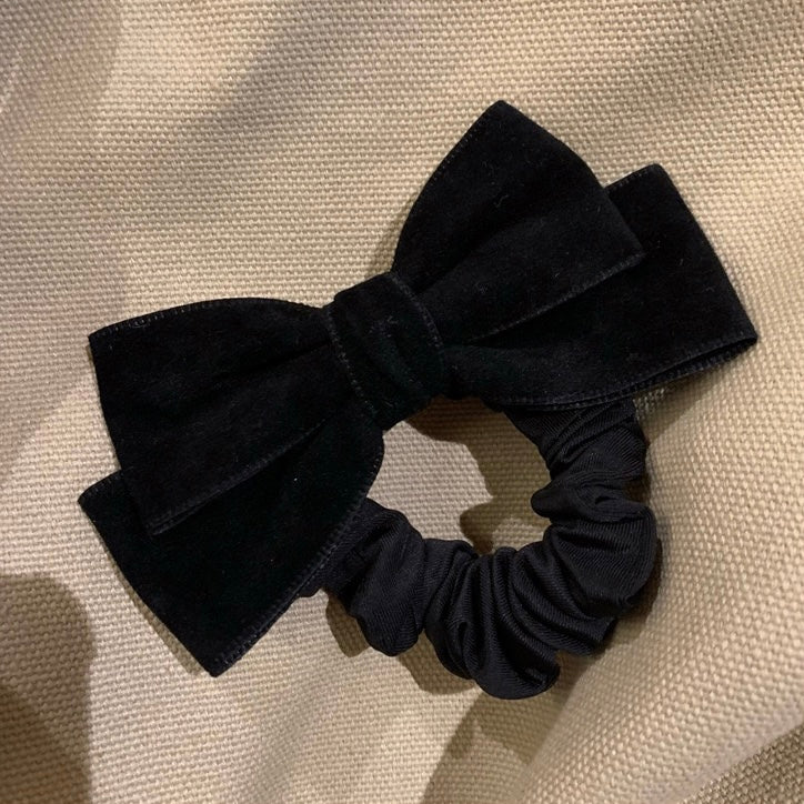 Black Bow Velvet Hair Scrunchie