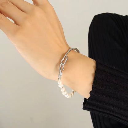 Silver Plated Bracelet with Pearls