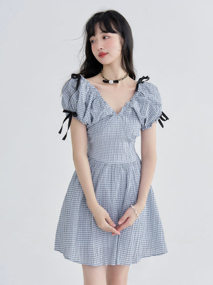 30%OFF_【南法假日】蝴蝶结格纹连衣裙Summer Love Plaid Dress