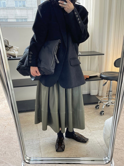 磨毛边廓形西服外套Wool Blazer Coat