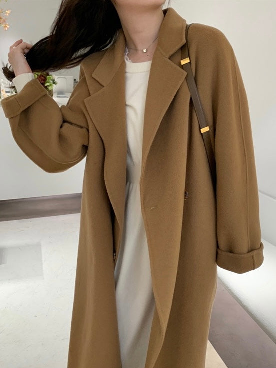 卡其羊毛呢大衣Khaki Wool Button Coat