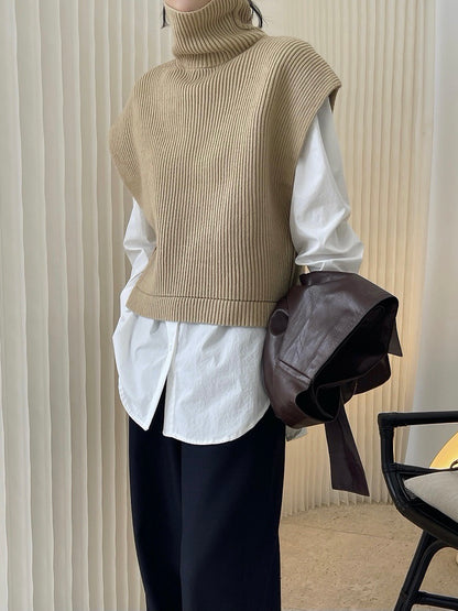 时髦精高领毛衣背心High Neck Knit Vest