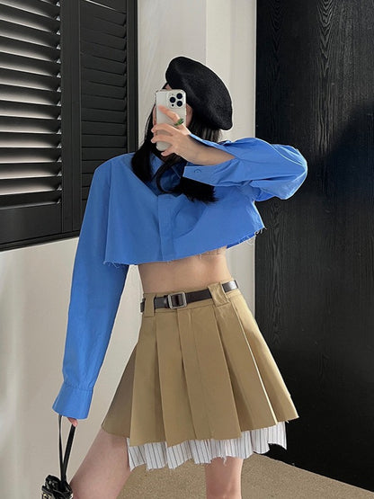 孤品五折清_棕色百褶裙Tortilla Pleated Skirt