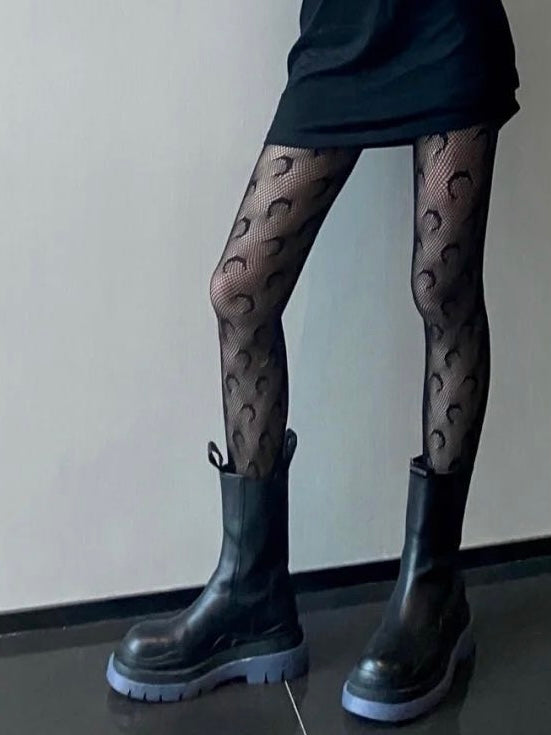 拽姐月亮丝袜Black Moon Pattern Stocking