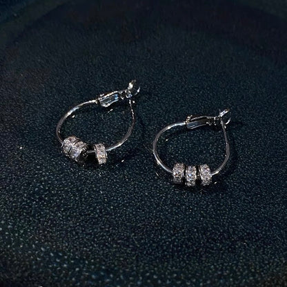 Hoop Earrings with Diamond Pendants