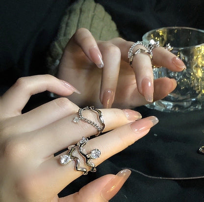 Silver-Plated Ring with Diamonds