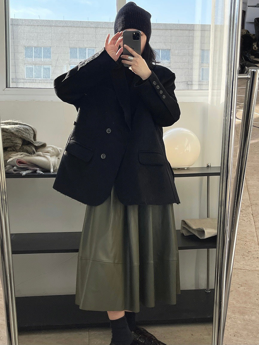 磨毛边廓形西服外套Wool Blazer Coat