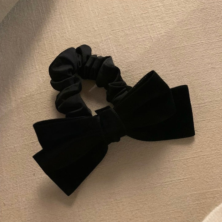 Black Bow Velvet Hair Scrunchie