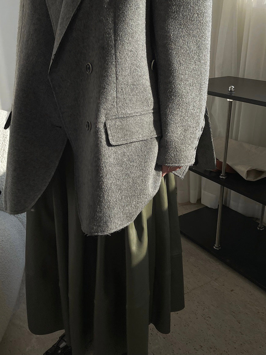 磨毛边廓形西服外套Wool Blazer Coat