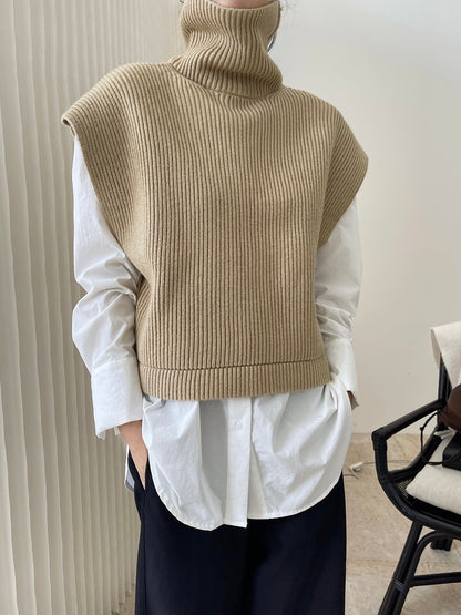 时髦精高领毛衣背心High Neck Knit Vest