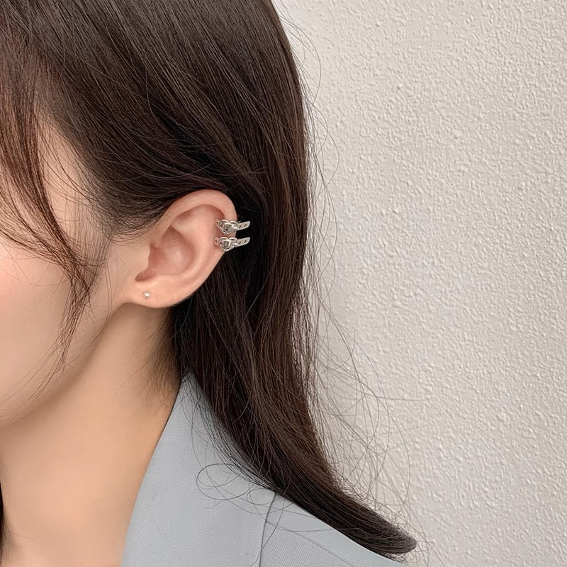 Silver Plated Belt Ear Cuff and Ring