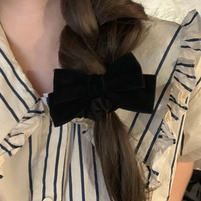 Black Bow Velvet Hair Scrunchie