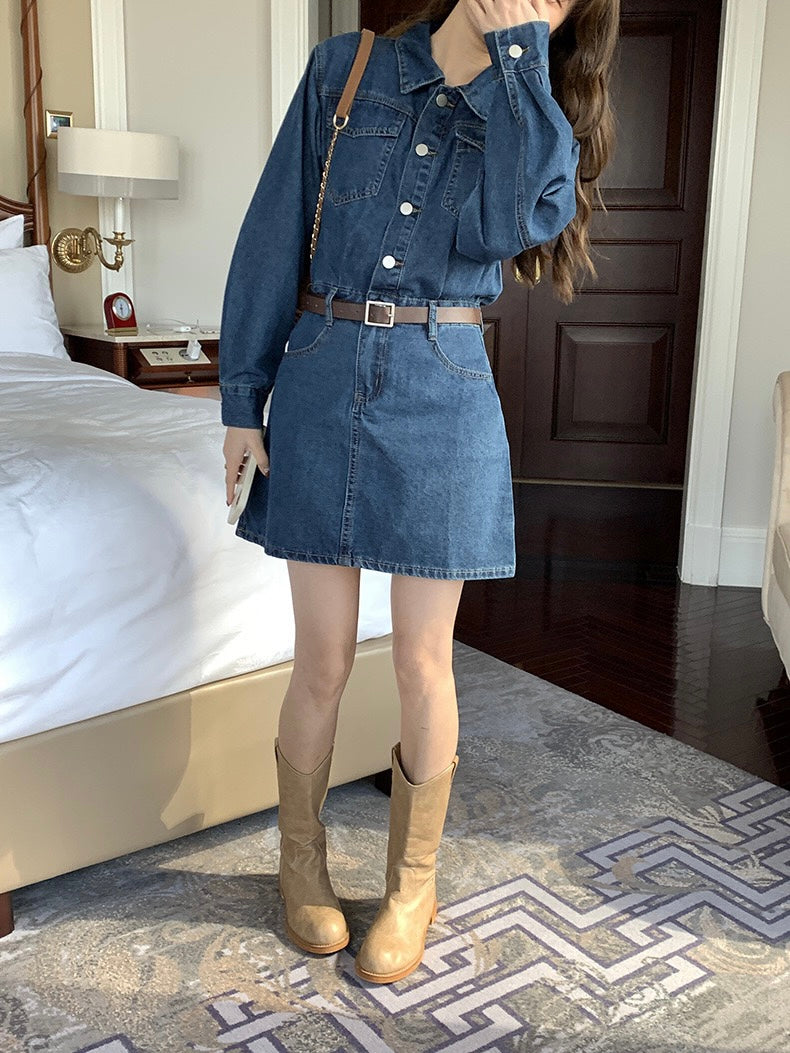 港式复古牛仔裙Vintage Denim Mini Dress