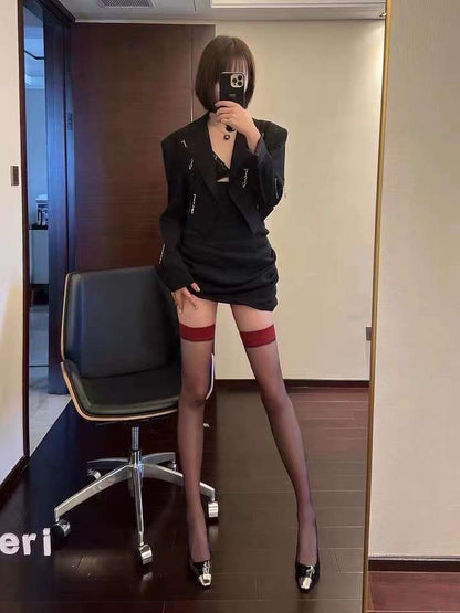 【宅男女神】红边黑丝Black Stockings with Red Seams