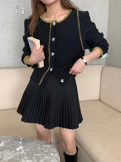 50%OFF_【学姐穿搭】黑色百褶半裙Pleated Mini Skirt