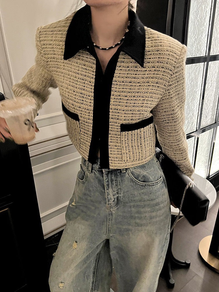 小香短款外套Textured Crop Jacket
