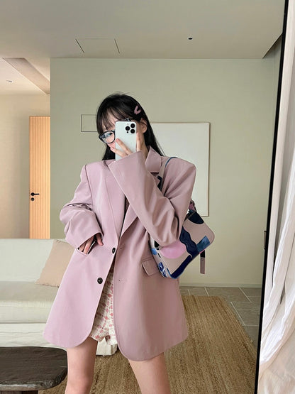 20%OFF_粉紫色廓形西服外套Pastel Pink Single-Breasted Blazer