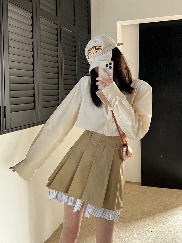 孤品五折清_棕色百褶裙Tortilla Pleated Skirt