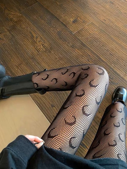 拽姐月亮丝袜 Black Moon Pattern Stocking