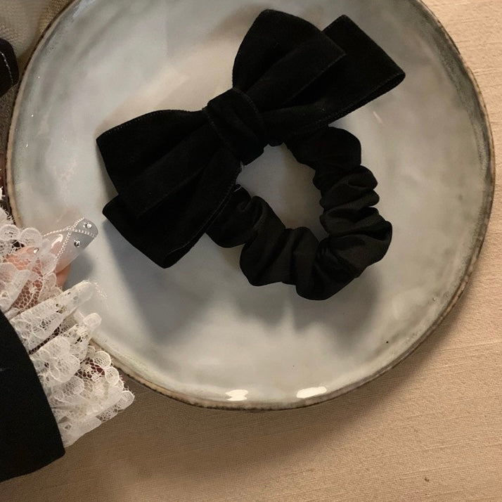 Black Bow Velvet Hair Scrunchie