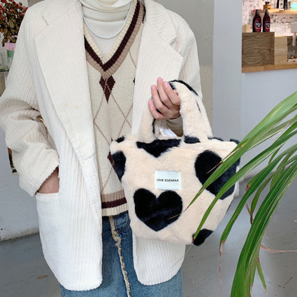 50%OFF_爱心毛毛手提包Heart Shape Fleece Handbag