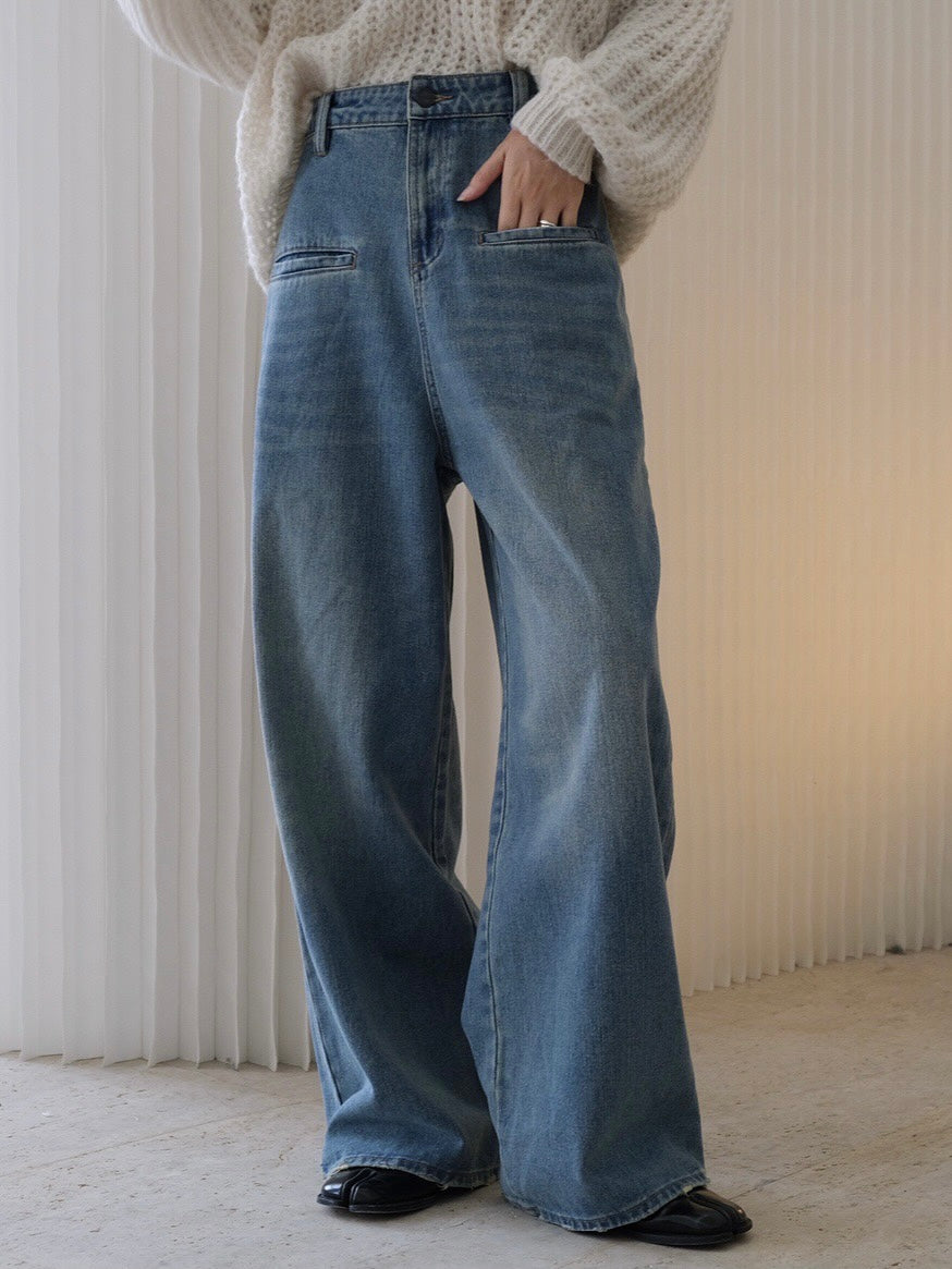 40%OFF_【巴黎街头】高腰阔型牛仔裤High-Rise Wide Leg Jean