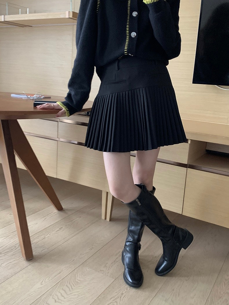 50%OFF_【学姐穿搭】黑色百褶半裙Pleated Mini Skirt