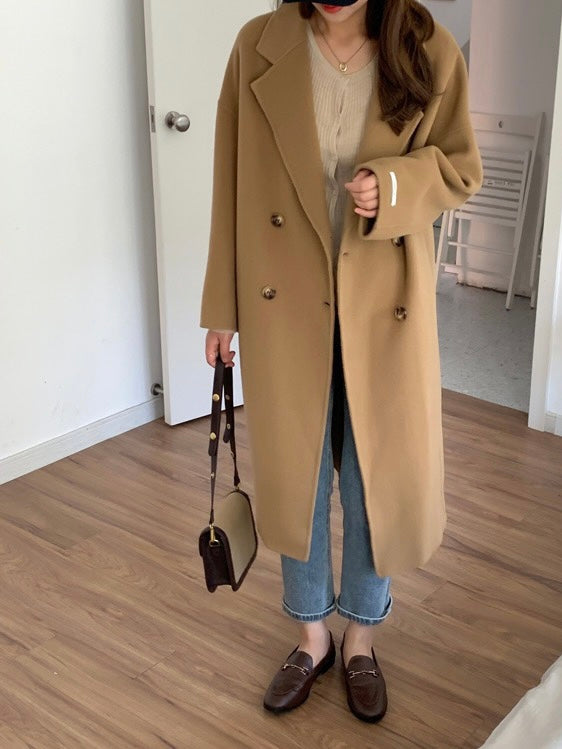 20%OFF_卡其羊毛呢大衣Khaki Wool Button Coat