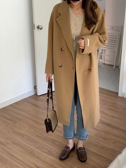 20%OFF_卡其羊毛呢大衣Khaki Wool Button Coat