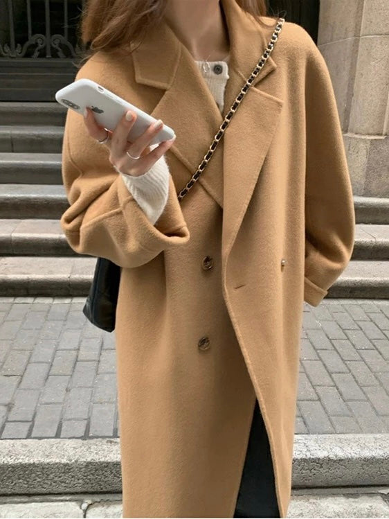 卡其羊毛呢大衣Khaki Wool Button Coat – Duck5tudio