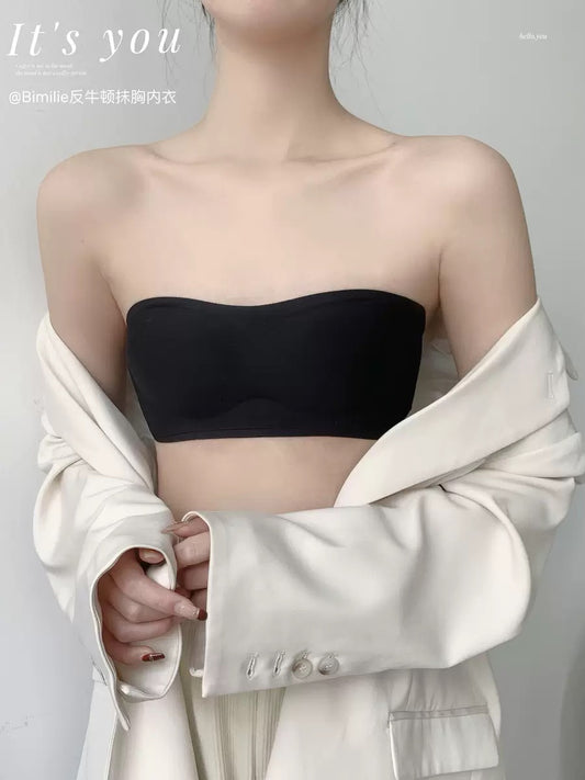 防滑可拆卸肩带抹胸内衣Black Strapless Bra