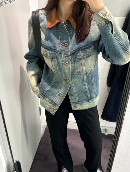 “纽约街头”牛仔外套Vintage Washed Denim Jacket