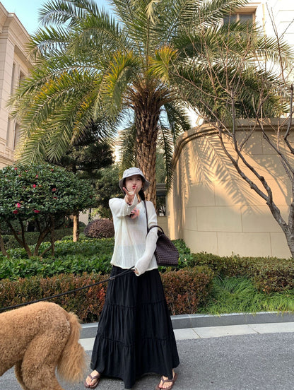 少女感褶皱半身裙Juvenility Maxi Skirt