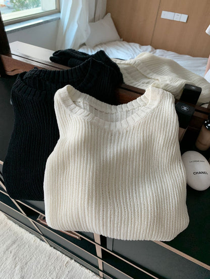 圆领套头镂空针织衫 Pullover Cut-out Knit