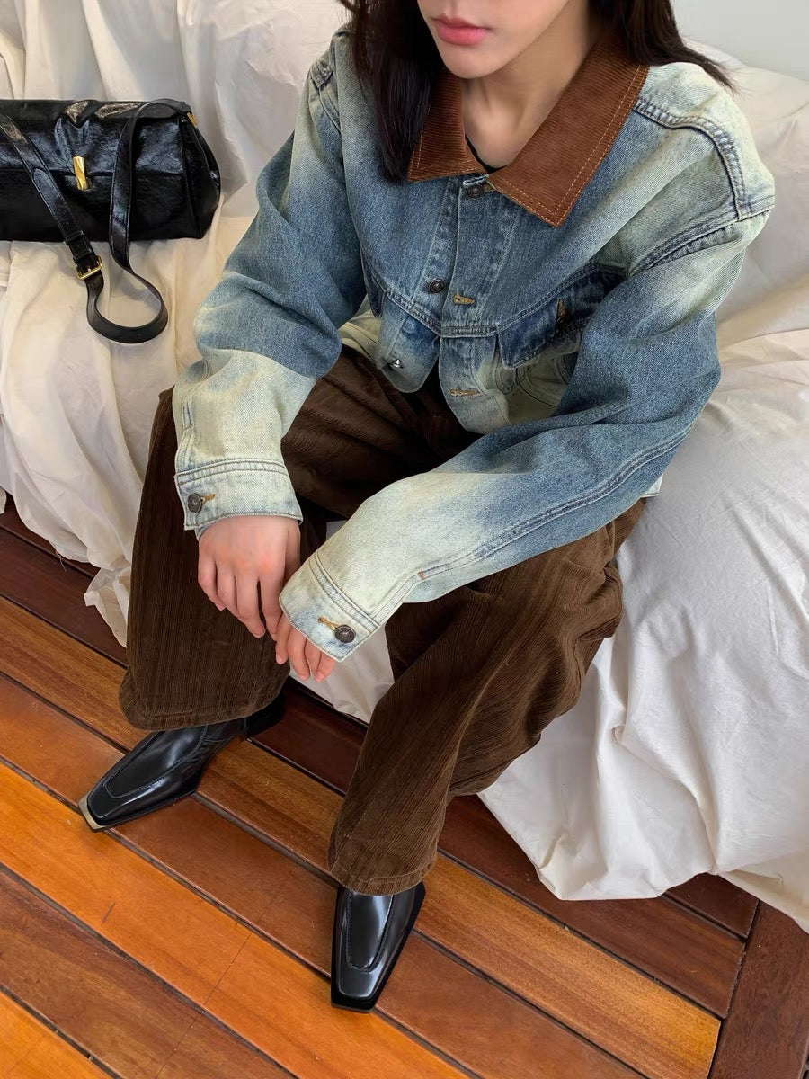 “纽约街头”牛仔外套Vintage Washed Denim Jacket