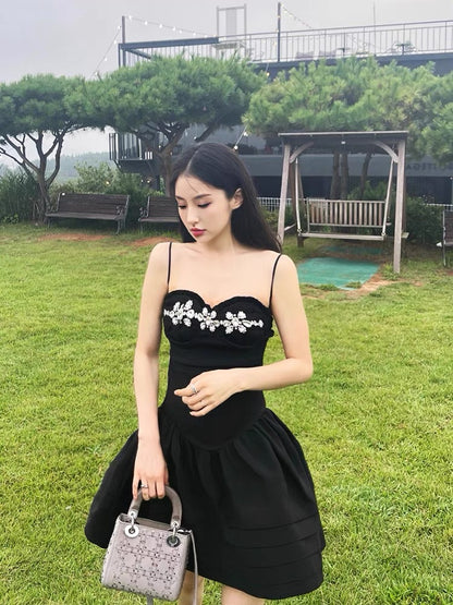 黑色镶钻抹胸连衣裙Black Rhinestone Dress