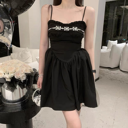 黑色镶钻抹胸连衣裙Black Rhinestone Dress