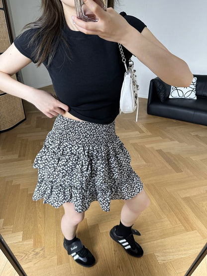 俏皮碎花蛋糕裙Parisian Holiday Floral Skirt