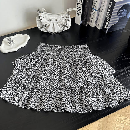 俏皮碎花蛋糕裙Parisian Holiday Floral Skirt