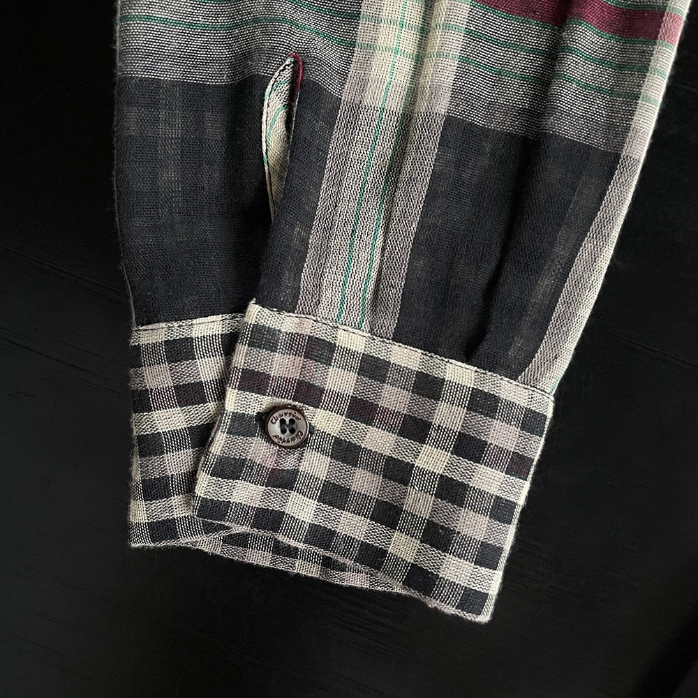 松弛慵懒长袖复古格纹衬衫Loose Vintage Check Shirt