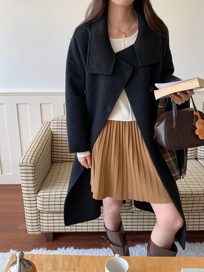 叠搭优等生/学院风高腰A字百褶针织短裙College Style Pleated Knit Skirt