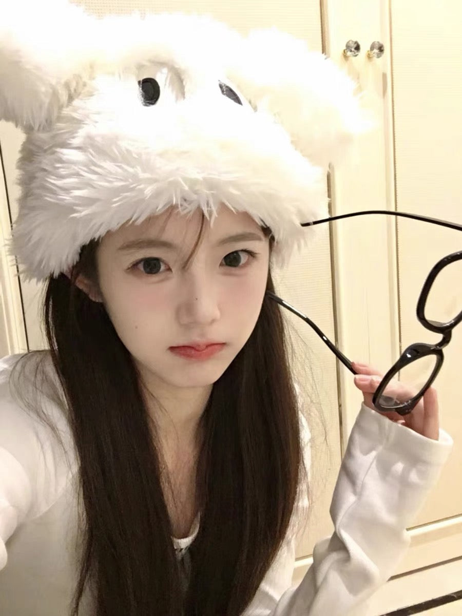 可爱大眼小狗毛绒帽Cute Puppy Plush Hat