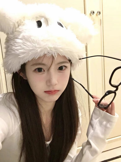 可爱大眼小狗毛绒帽Cute Puppy Plush Hat