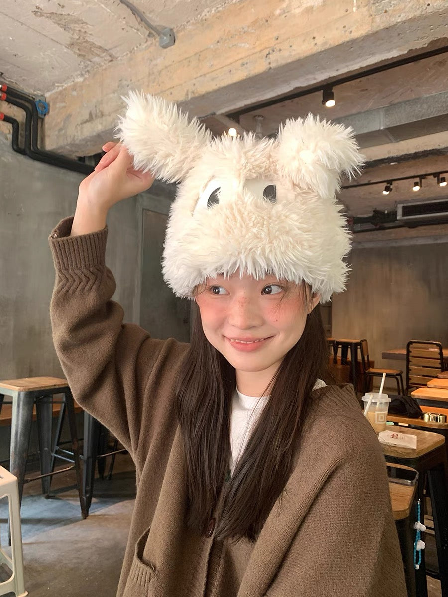 可爱大眼小狗毛绒帽Cute Puppy Plush Hat