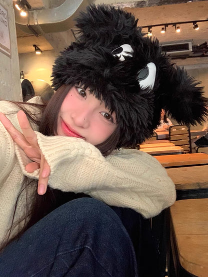 可爱大眼小狗毛绒帽Cute Puppy Plush Hat