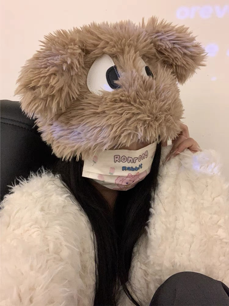 可爱大眼小狗毛绒帽Cute Puppy Plush Hat