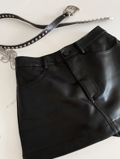 30%OFF_韩国辣妹高腰包臀皮裙Spice Girls High Waisted Hip Wrap Leather Skirt