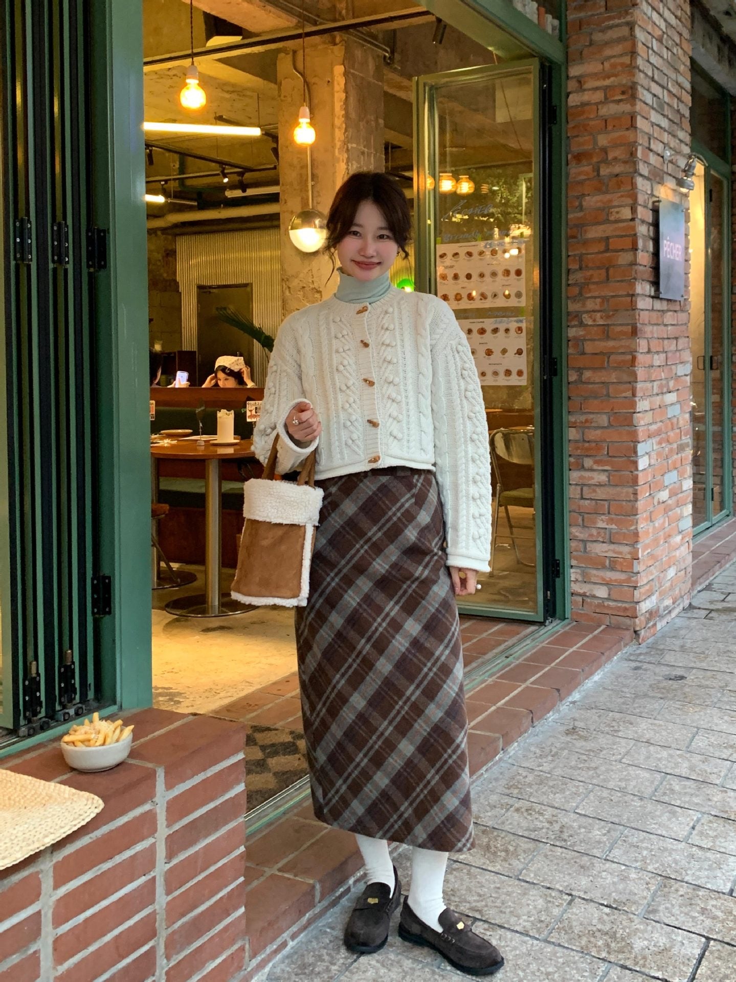 【布朗尼半裙】格纹毛呢开叉裙Tweed Split Midi Skirt