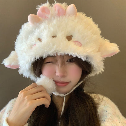 小羊咩咩毛绒毛球帽Sheep Pom Hat